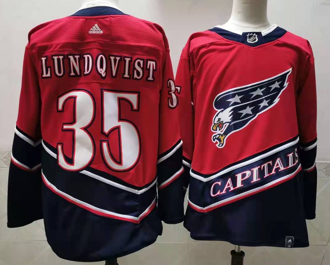 Cheap Men Washington Capitals 35 Lundqvist Red Throwback Authentic Stitched 2020 Adidias NHL Jersey